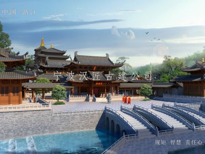 大连寺院重建规划设计方案鸟瞰图—积福禅寺